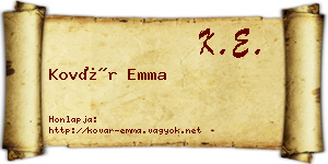 Kovár Emma névjegykártya